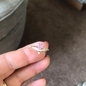 Pink sapphire and diamond ring